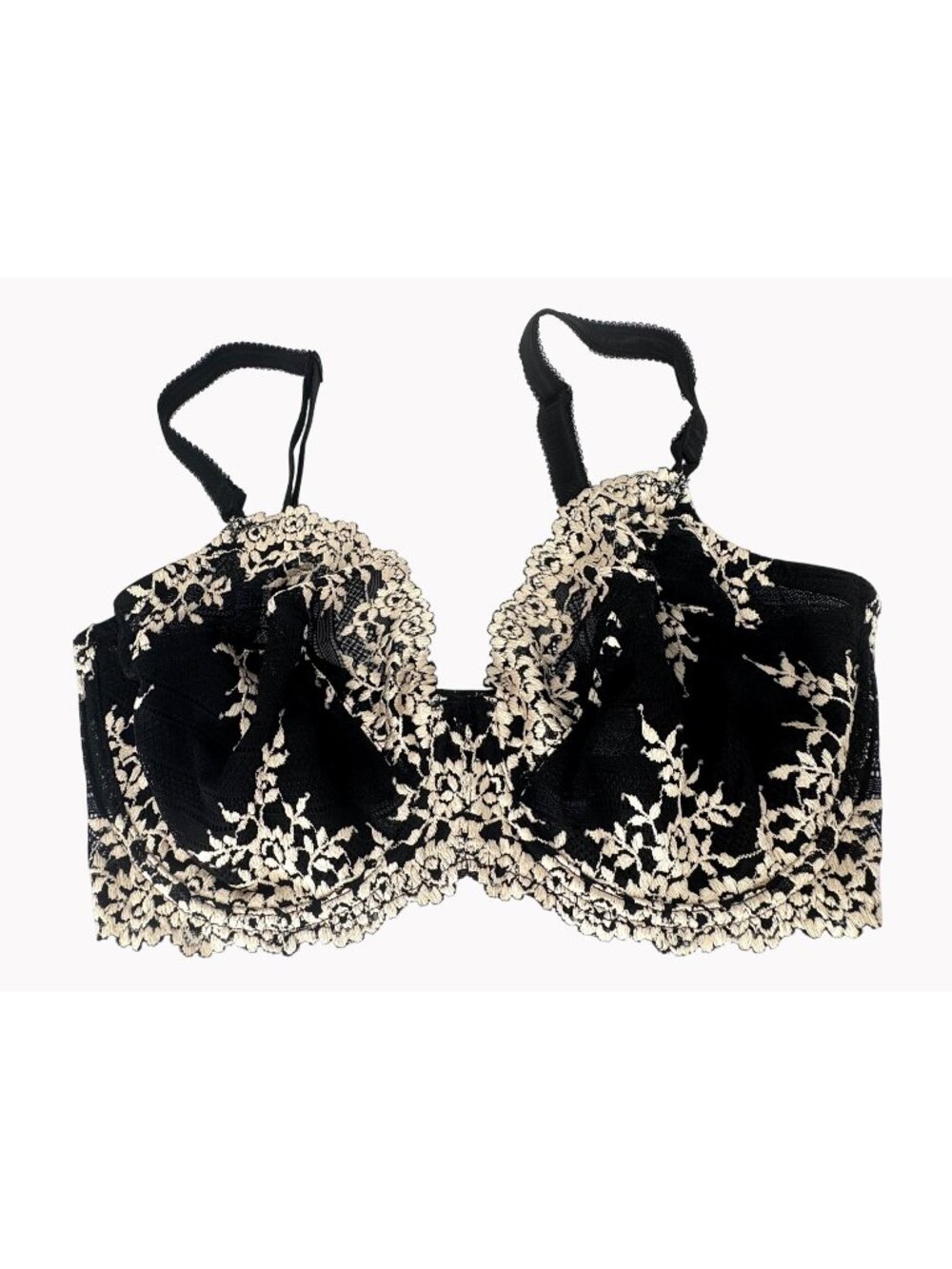 Wacoal 36DD Black Beige Embrace Lace Underwire Bra Floral Embroidery